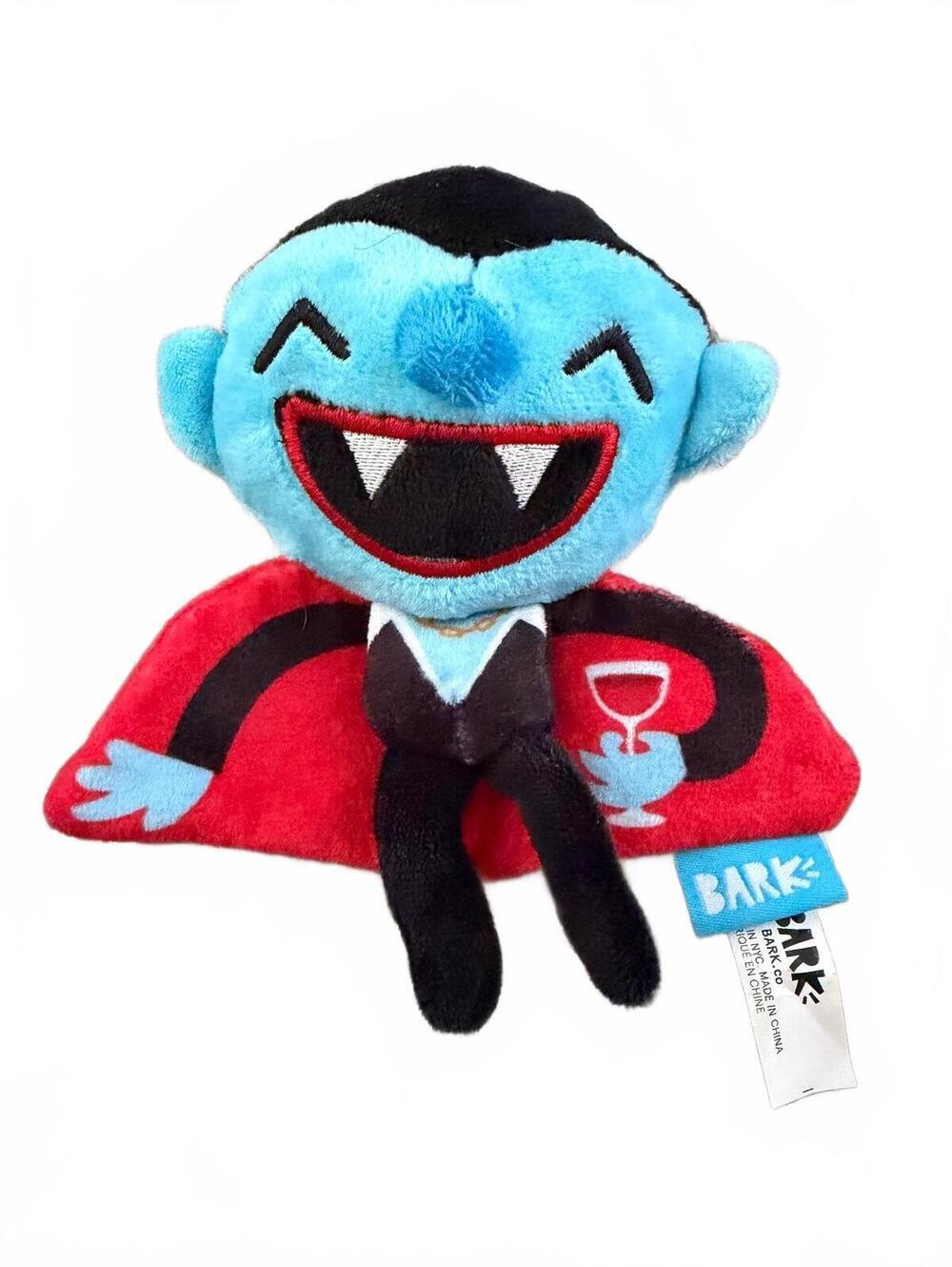 BARK Co. Plush Blue Vampire Dog Toy with Red Cape